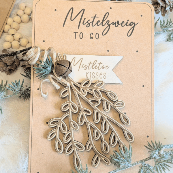 PRINT DRUCKVORLAGE PDF Verpackung Geschenkkarte 2 Designs Mistelzweig Mistletoe to go Weihnachten in der Tüte Printable Inlay Einleger – Bild 5