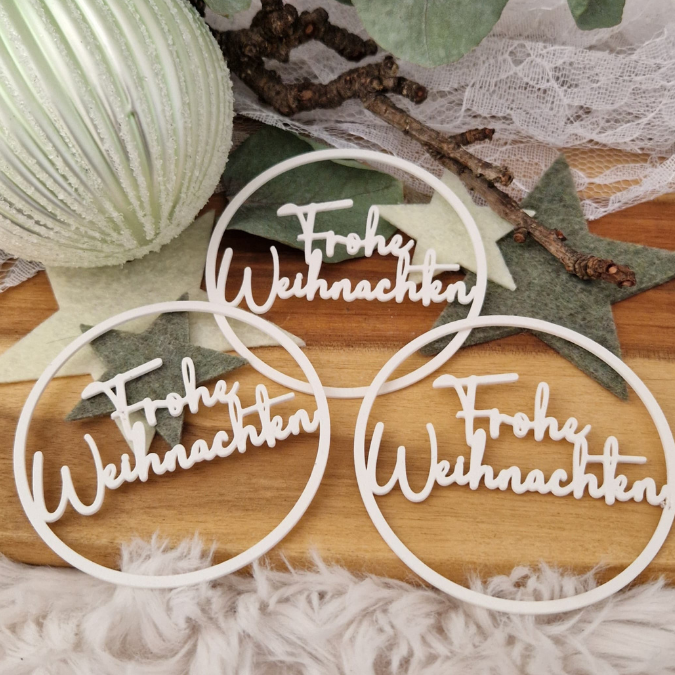 STL 3D Druck Datei Weihnachten Kranz Frohe Weihnachten schlicht Geschenkanhänger Türdeko Hoop Loop Wanddeko 3D-Datei 3D-Druck Vorlage