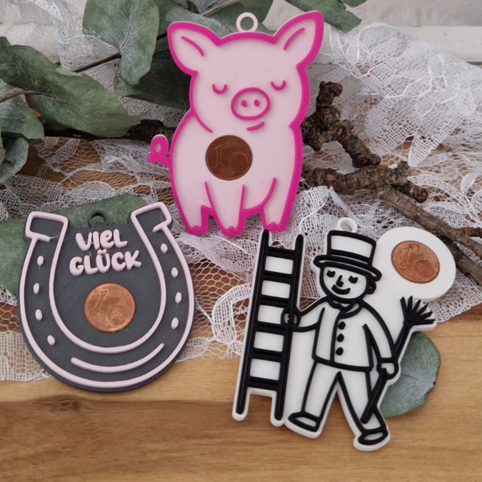 STL 3D Druck Datei Glücksbringer Glückscent Halter für 1 Cent Münze Silvester Mitbringsel 3D-Datei 3D-Druck Vorlage Kleeblatt Glücksschwein – Bild 14