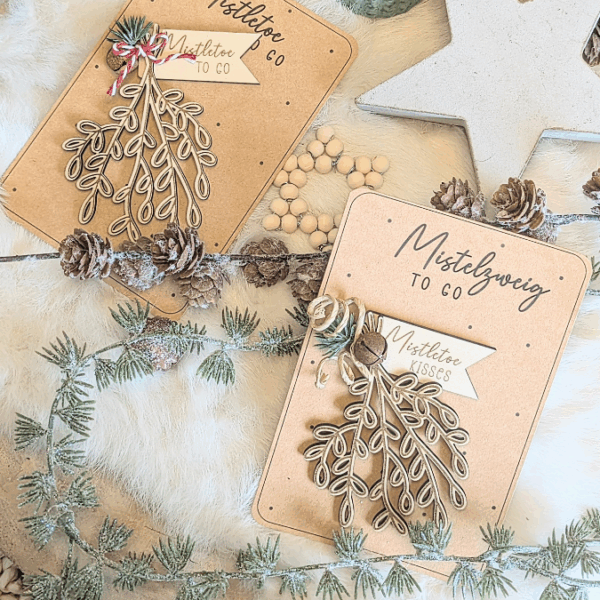 PRINT DRUCKVORLAGE PDF Verpackung Geschenkkarte 2 Designs Mistelzweig Mistletoe to go Weihnachten in der Tüte Printable Inlay Einleger – Bild 3