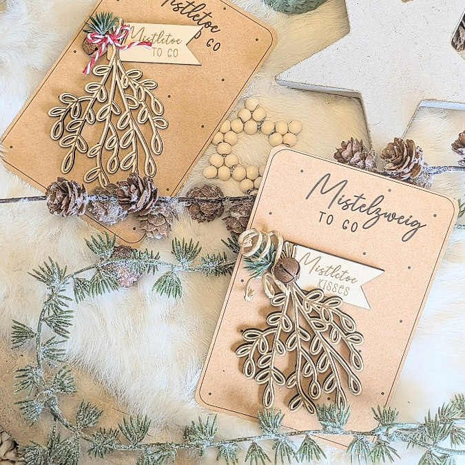 PRINT DRUCKVORLAGE PDF Verpackung Geschenkkarte 2 Designs Mistelzweig Mistletoe to go Weihnachten in der Tüte Printable Inlay Einleger – Bild 3