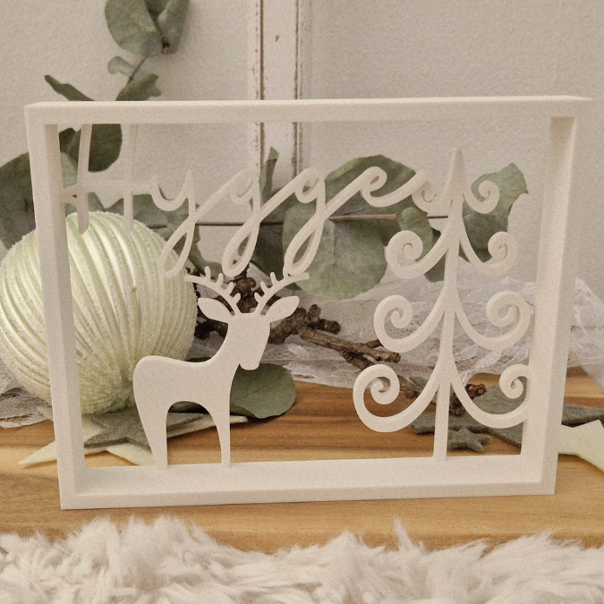 STL 3D Druck Datei Weihnachten Rahmen Aufsteller Skandi Hygge hyggelig Rentier Winterdeko Skandinavian living 3D-Datei 3D-Druck Vorlage – Bild 4