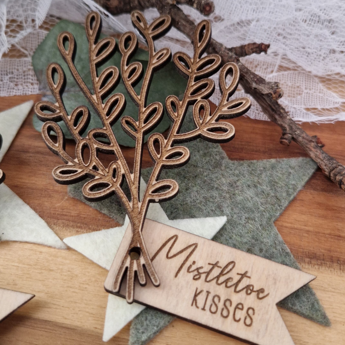 SVG Laserdatei Mistelzweig Mini Anhänger Mistletoe to go Weihnachten inkl Anhänger kleines Mitbringsel SVG Datei – Bild 11