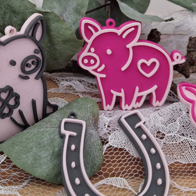 STL 3D Druck Datei 4er Set Schweine Glücksbringer Schlüsselanhänger und Minis für in die Tüte 3D-Datei 3D-Druck Vorlage – Bild 5