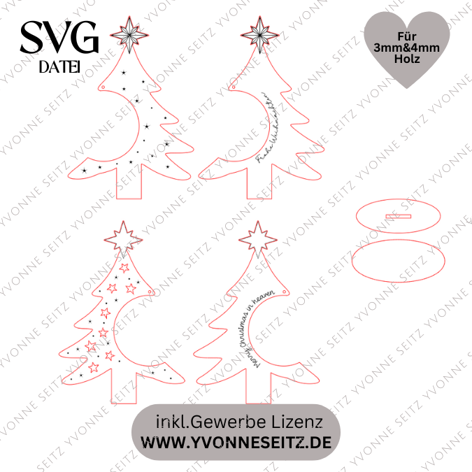 SVG Datei 3mm und 4mm Kugelbaum Laserdatei für Christbaumkugeln Weihnachten Nikolaus Christkind Geschenkidee Weihnachtsdeko Weihnachtsbaum – Bild 2