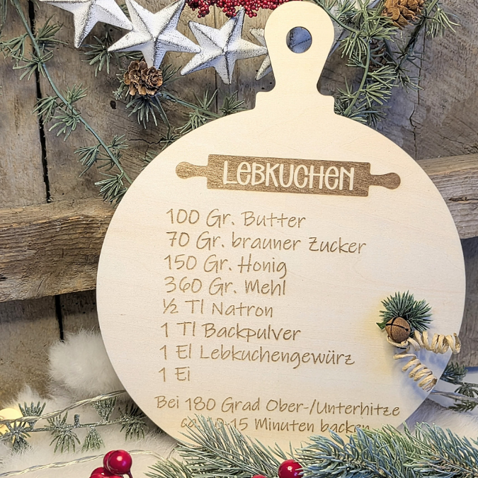 SVG Laserdatei 3 Designs Lebkuchenrezept Lebkuchen Brettchen Dekobrett Küchendeko Weihnachten kleines Mitbringsel SVG Datei Lebkuchenmann – Bild 15