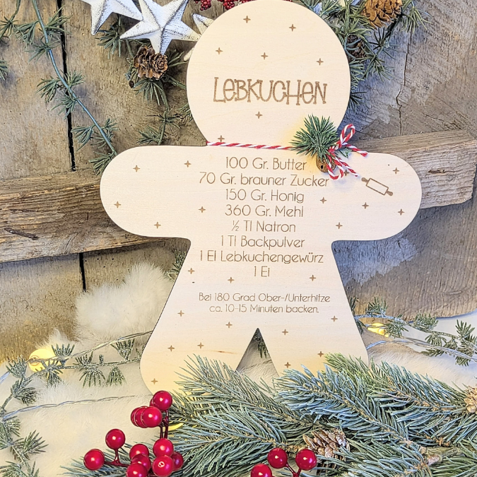 SVG Laserdatei 3 Designs Lebkuchenrezept Lebkuchen Brettchen Dekobrett Küchendeko Weihnachten kleines Mitbringsel SVG Datei Lebkuchenmann – Bild 16