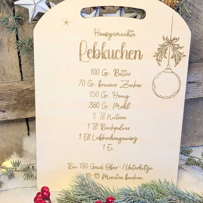 SVG Laserdatei 3 Designs Lebkuchenrezept Lebkuchen Brettchen Dekobrett Küchendeko Weihnachten kleines Mitbringsel SVG Datei Lebkuchenmann – Bild 18