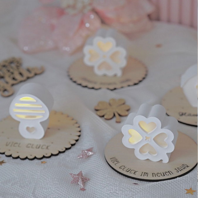 SVG Laserdatei Geschenkscheiben Glück Silvester Kleeblatt für Gießteile Kleinigkeiten Neujahr Jahreswechsel Mitbringsel Geschenkidee Datei – Bild 3