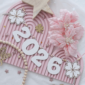 SVG Laserdatei Silvester Deko Partydeko Girlande zum aufhängen Kleeblatt Hufeiesen Silvesterdekoration Neujahr Jahreswechsel Datei