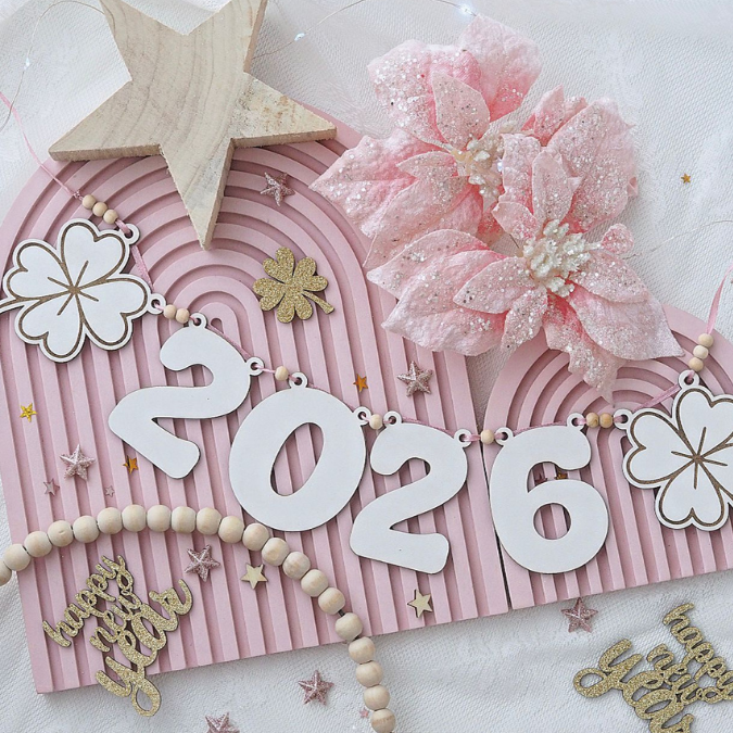 SVG Laserdatei Silvester Deko Partydeko Girlande zum aufhängen Kleeblatt Hufeiesen Silvesterdekoration Neujahr Jahreswechsel Datei – Bild 7