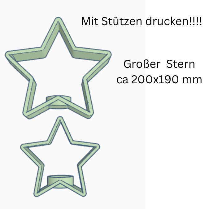 STL 3D Druck Datei 2er Set Sterne Stern LED-Teelichthalter Deko Weihnachtsdeko 3D-Datei 3D-Druck Vorlage Weihnachten Winter Advent – Bild 2
