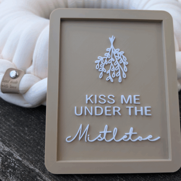 STL 3D Druck Datei Weihnachten Bilderrahmen Bild Kiss me under the mistletoe Skandi 3D-Datei 3D-Druck Vorlage Wanddeko Winterdeko Mistelzwei – Bild 4