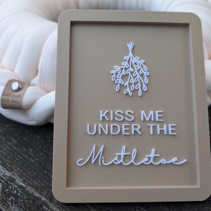 STL 3D Druck Datei Weihnachten Bilderrahmen Bild Kiss me under the mistletoe Skandi 3D-Datei 3D-Druck Vorlage Wanddeko Winterdeko Mistelzwei – Bild 4