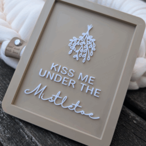 STL 3D Druck Datei Weihnachten Bilderrahmen Bild Kiss me under the mistletoe Skandi 3D-Datei 3D-Druck Vorlage Wanddeko Winterdeko Mistelzwei
