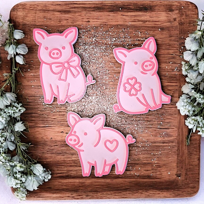 STL 3D Druck Datei 4er Set Schweine Glücksbringer Schlüsselanhänger und Minis für in die Tüte 3D-Datei 3D-Druck Vorlage – Bild 3