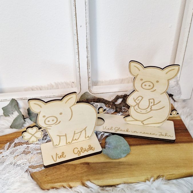 SVG Laserdatei Glücksschweine 3mm 4mm Aufsteller Tischdeko Silvester Glück Glücksbringer Mitbringsel Silvester Neujahr Datei Laser – Bild 17