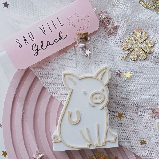 STL 3D Druck Datei Glücks Motive für Reagenzglas Blumen Kerzen oder Geld Glücksbringer Geschenkidee Glücksschwein Hufeisen Silvester Deko – Bild 7