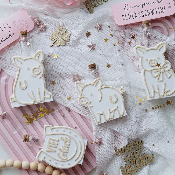 STL 3D Druck Datei Glücks Motive für Reagenzglas Blumen Kerzen oder Geld Glücksbringer Geschenkidee Glücksschwein Hufeisen Silvester Deko – Bild 10