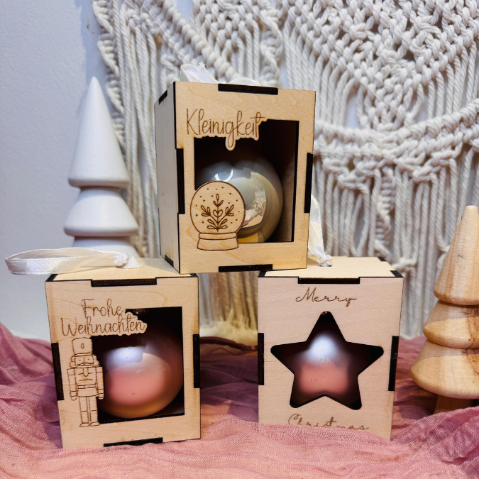 3mm Kugelbox für 6cm Kugeln SVG Datei Verpackung für Christbaumkugeln 9 Designs inkl. Anhänger Laserdatei Weihnachten Weihnachtskugel Skandi – Bild 23