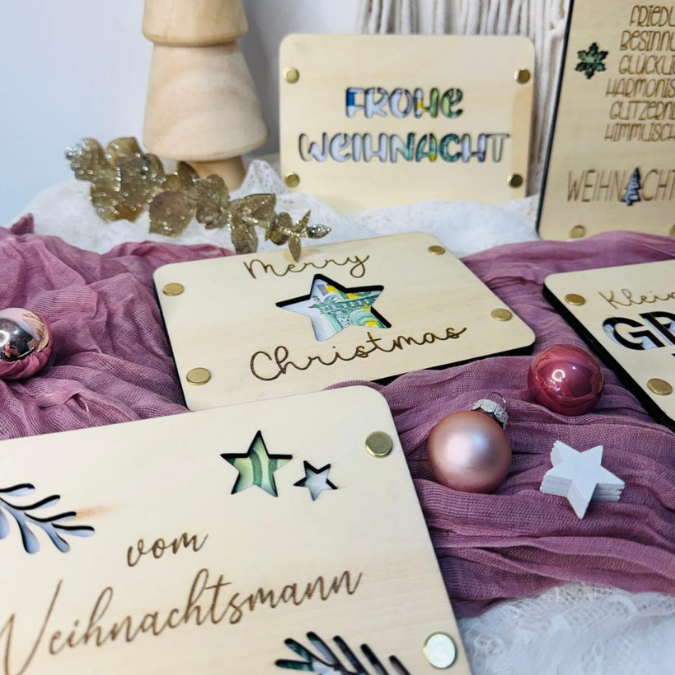 SVG Laserdatei Weihnachten Geldgeschenk Verpackung für Geld 10 Designs Gutscheinkarten SVG-Datei Weihnachtsgeld Skandi Geldkarten Magisch – Bild 5