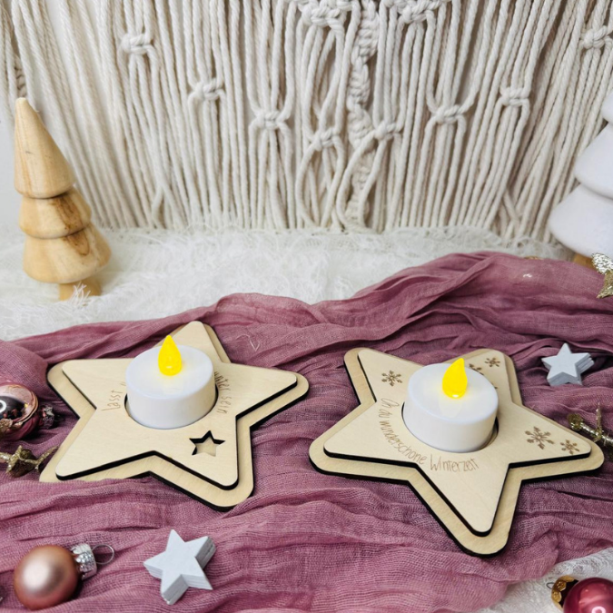 SVG Laserdatei 8 Designs LED Teelichthalter Sterne Kerzenständer Lichtdatei Stern Weihnachten Mitbringsel Skandi Scandichristmas SVG-Datei – Bild 18