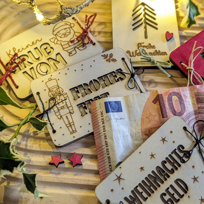 SVG Laserdatei Weihnachten Geldgeschenk Verpackung für Geld 10 Designs Gutscheinkarten SVG-Datei Weihnachtsgeld Skandi Geldkarten Magisch – Bild 6