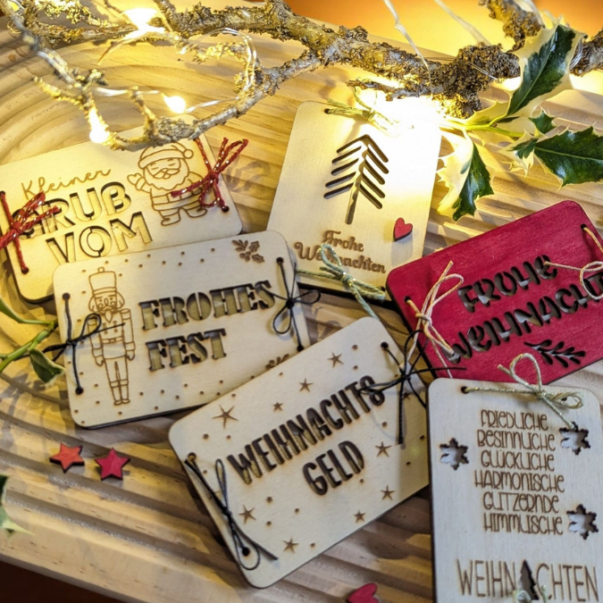 SVG Laserdatei Weihnachten Geldgeschenk Verpackung für Geld 10 Designs Gutscheinkarten SVG-Datei Weihnachtsgeld Skandi Geldkarten Magisch – Bild 10