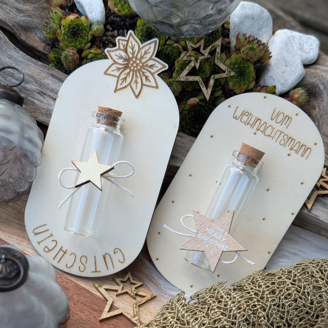 6 Designs Laserdatei Halter für Geldgeschenke, Gutscheine und Kleinigkeiten Weihnachten Nikolaus Christkind Wichtel SVG Datei inkl Gravuren – Bild 16