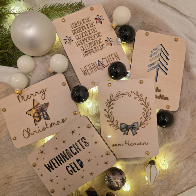 SVG Laserdatei Weihnachten Geldgeschenk Verpackung für Geld 10 Designs Gutscheinkarten SVG-Datei Weihnachtsgeld Skandi Geldkarten Magisch – Bild 14