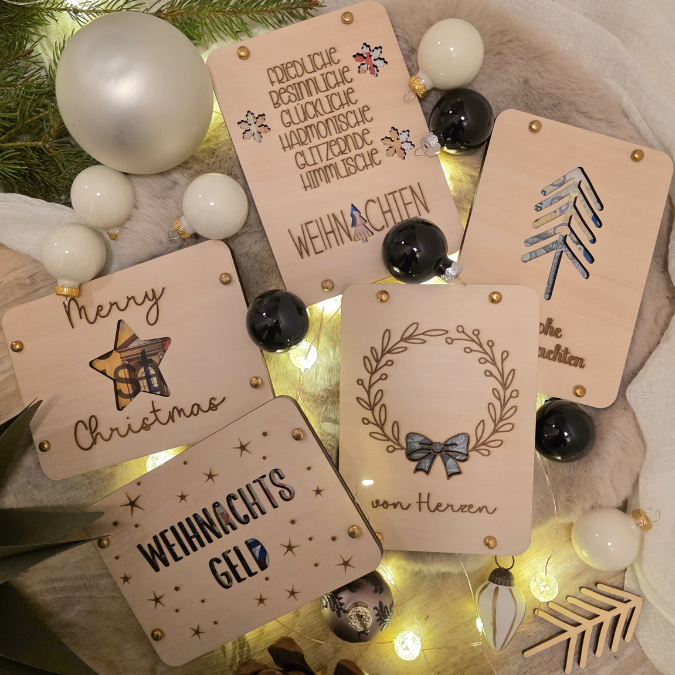 SVG Laserdatei Weihnachten Geldgeschenk Verpackung für Geld 10 Designs Gutscheinkarten SVG-Datei Weihnachtsgeld Skandi Geldkarten Magisch – Bild 15