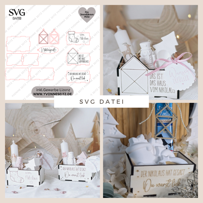 3mm und 4mm Nikolausbox Geschenkbox für Kleinigkeiten Nikolaus Nikolaustag Nikolausgeschenk SVG Laser Datei Weihnachten Geschenkidee