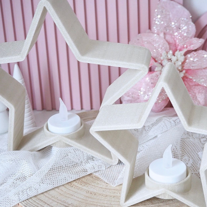 STL 3D Druck Datei 2er Set Sterne Stern LED-Teelichthalter Deko Weihnachtsdeko 3D-Datei 3D-Druck Vorlage Weihnachten Winter Advent – Bild 4