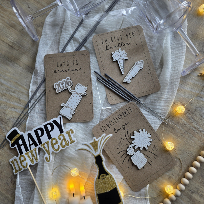 PRINT DRUCKVORLAGE PDF Verpackung Geschenkkarte 2 Designs in der Tüte Silvesterparty to go und Silvester für unterwegs Printable Silvester – Bild 3