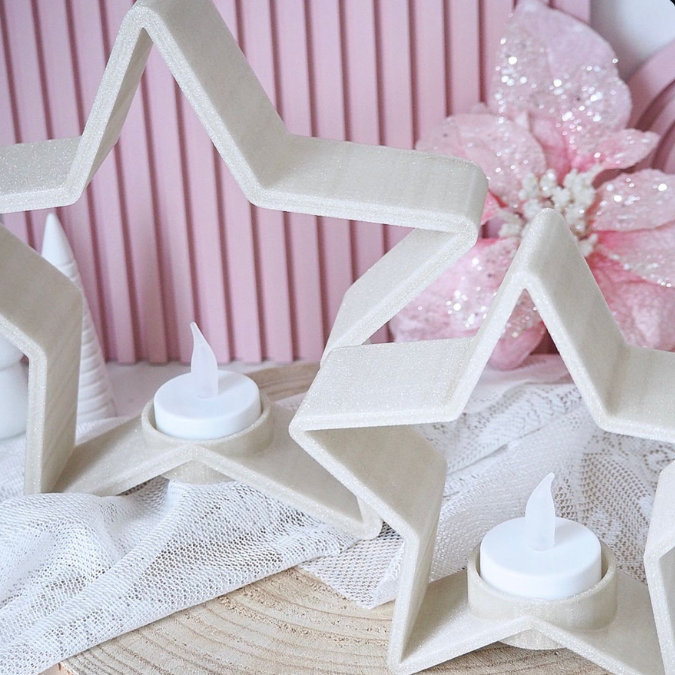 STL 3D Druck Datei 2er Set Sterne Stern LED-Teelichthalter Deko Weihnachtsdeko 3D-Datei 3D-Druck Vorlage Weihnachten Winter Advent – Bild 5