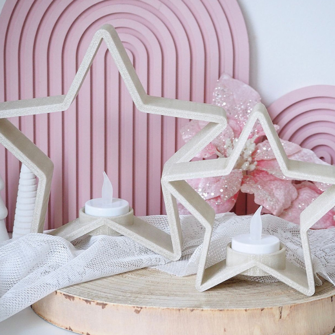 STL 3D Druck Datei 2er Set Sterne Stern LED-Teelichthalter Deko Weihnachtsdeko 3D-Datei 3D-Druck Vorlage Weihnachten Winter Advent – Bild 6