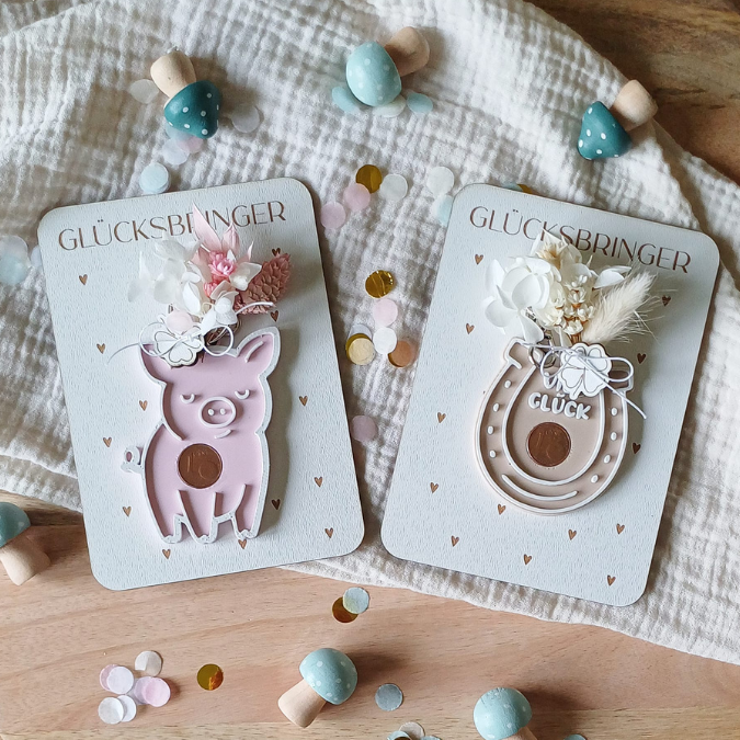 STL 3D Druck Datei Glücksbringer Glückscent Halter für 1 Cent Münze Silvester Mitbringsel 3D-Datei 3D-Druck Vorlage Kleeblatt Glücksschwein – Bild 3