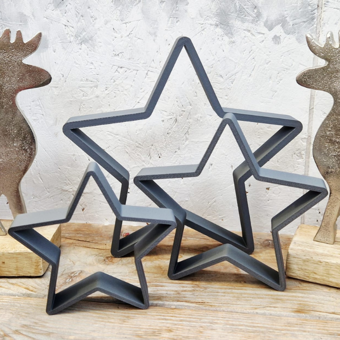 STL 3D Druck Datei 3er Set Sterne Stern in verschiedenen Größen Deko Weihnachtsdeko 3D-Datei 3D-Druck Vorlage Weihnachten Winter Advent – Bild 4