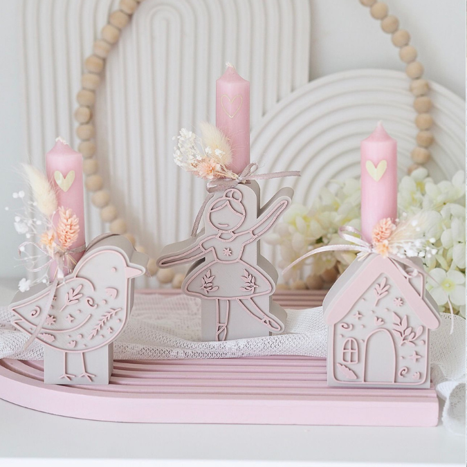 STL 3D Druck Datei 3er Set Balerina Vogel Haus für Reagenzglas Blumen Kerzen oder Geld Russische Weihnachten Skandi Christmas Deko Boho – Bild 8