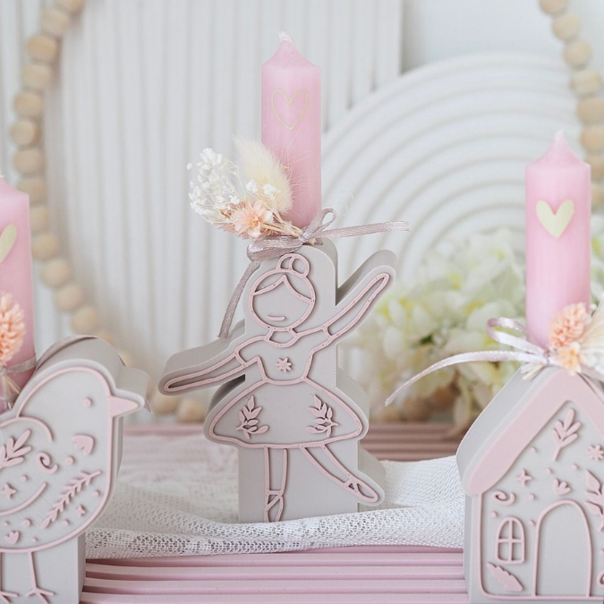 STL 3D Druck Datei 3er Set Balerina Vogel Haus für Reagenzglas Blumen Kerzen oder Geld Russische Weihnachten Skandi Christmas Deko Boho – Bild 7