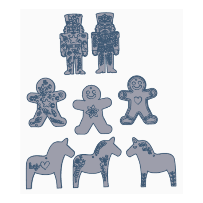 STL 3D Druck Datei 8 Designs Anhänger Dalapferd, Nussknacker, Lebkuchenmann Geschenkanhänger Baumanhänger Skandi 3D-Datei 3D-Druck Vorlage – Bild 4