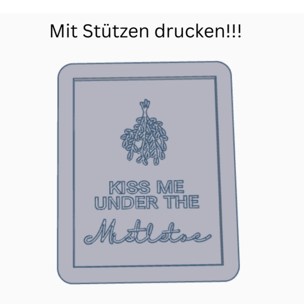 STL 3D Druck Datei Weihnachten Bilderrahmen Bild Kiss me under the mistletoe Skandi 3D-Datei 3D-Druck Vorlage Wanddeko Winterdeko Mistelzwei – Bild 3