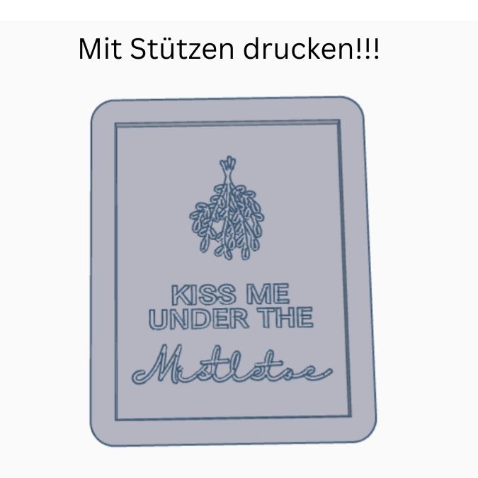 STL 3D Druck Datei Weihnachten Bilderrahmen Bild Kiss me under the mistletoe Skandi 3D-Datei 3D-Druck Vorlage Wanddeko Winterdeko Mistelzwei – Bild 3