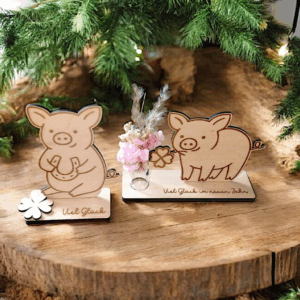 SVG Laserdatei Glücksschweine 3mm 4mm Aufsteller Tischdeko Silvester Glück Glücksbringer Mitbringsel Silvester Neujahr Datei Laser