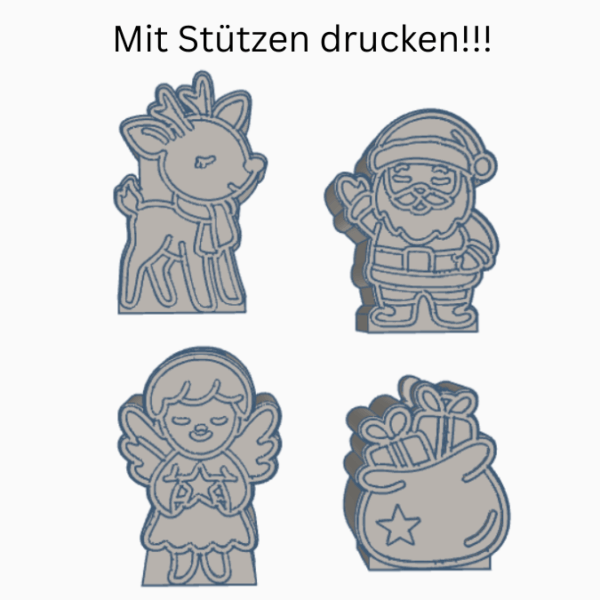 STL 3D Druck Datei Weihnachtsmotive für Reagenzglas Blumen Kerzen oder Geld Glücksbringer Geschenkidee Rentier Weihnachtsmann Engel Deko – Bild 2