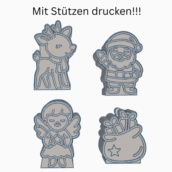 STL 3D Druck Datei Weihnachtsmotive für Reagenzglas Blumen Kerzen oder Geld Glücksbringer Geschenkidee Rentier Weihnachtsmann Engel Deko – Bild 2