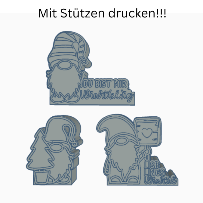STL 3D Druck Datei 3er Set Wichtel halter für Kerzen, Blumen oder Geldgeschenk Weihnachten Wichtelig Mitbringsel 3D-Datei 3D-Druck Vorlage – Bild 2