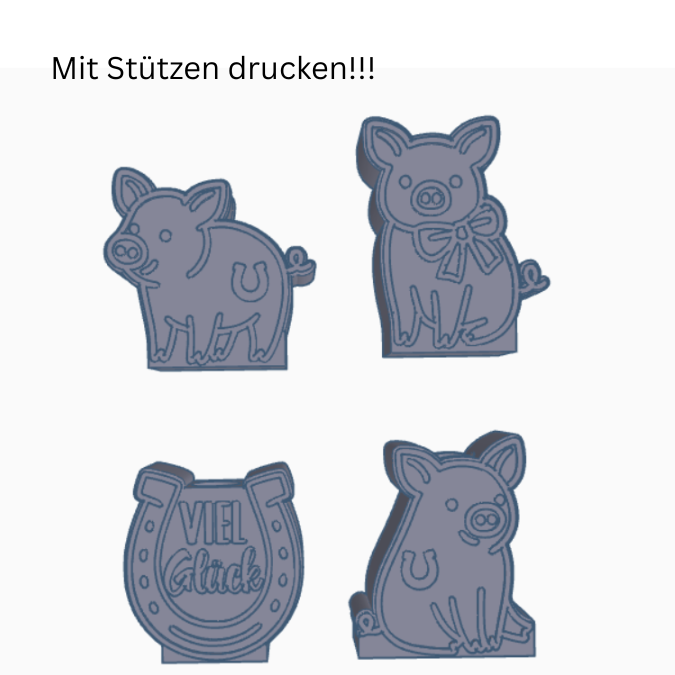 STL 3D Druck Datei Glücks Motive für Reagenzglas Blumen Kerzen oder Geld Glücksbringer Geschenkidee Glücksschwein Hufeisen Silvester Deko – Bild 2