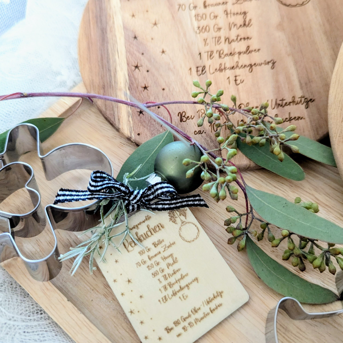 SVG Laserdatei 3 Designs Lebkuchenrezept Lebkuchen Brettchen Dekobrett Küchendeko Weihnachten kleines Mitbringsel SVG Datei Lebkuchenmann – Bild 29