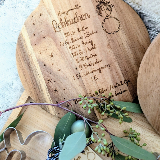SVG Laserdatei 3 Designs Lebkuchenrezept Lebkuchen Brettchen Dekobrett Küchendeko Weihnachten kleines Mitbringsel SVG Datei Lebkuchenmann – Bild 30